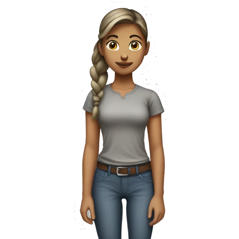 tan skin girl with hair in ponytail wearing a grey shirt while holding a coca cola emoji