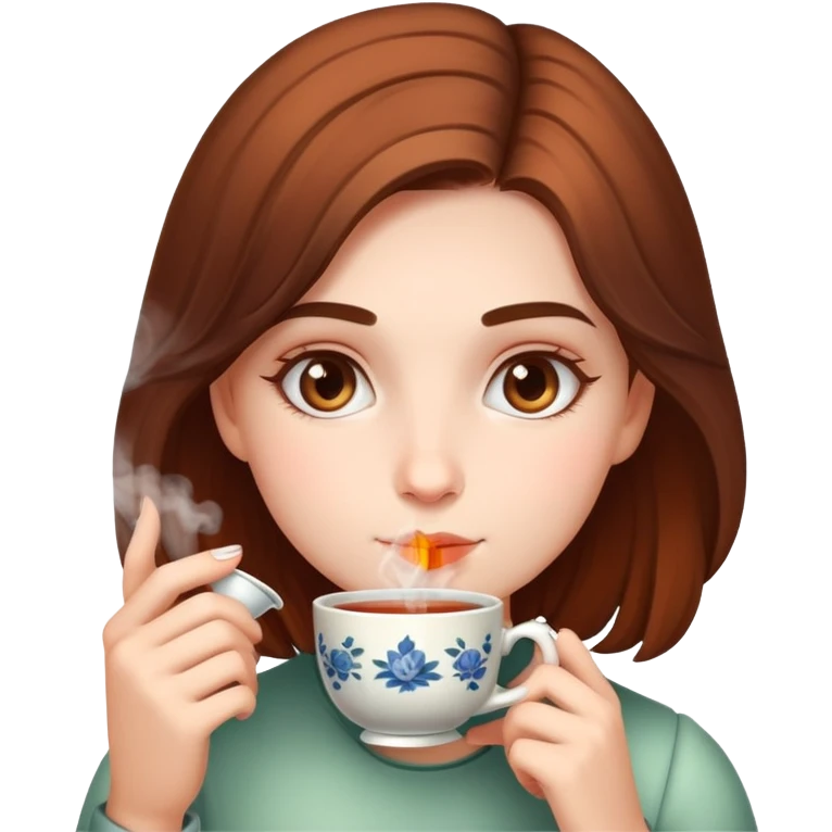 girl drinking tea with steam emoji