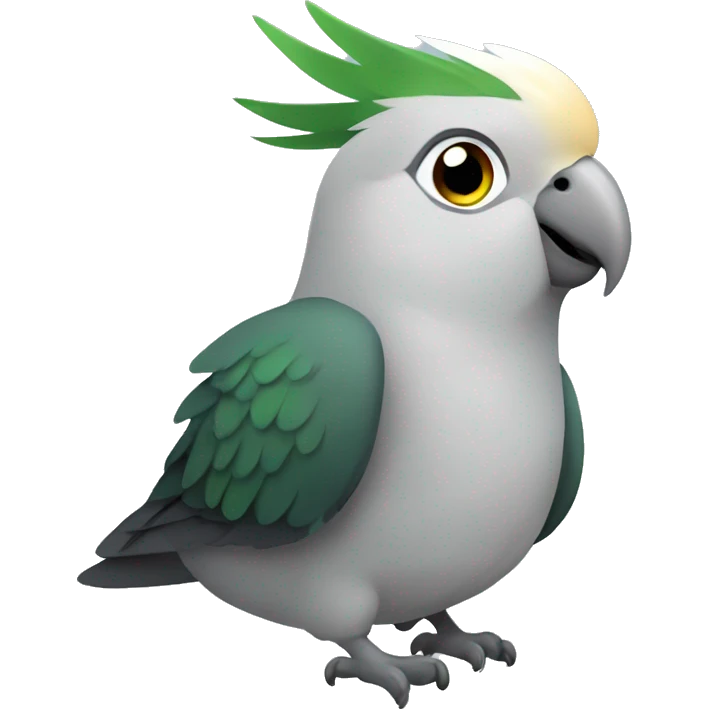 Grey Cockatiel with Dark Green Tail emoji