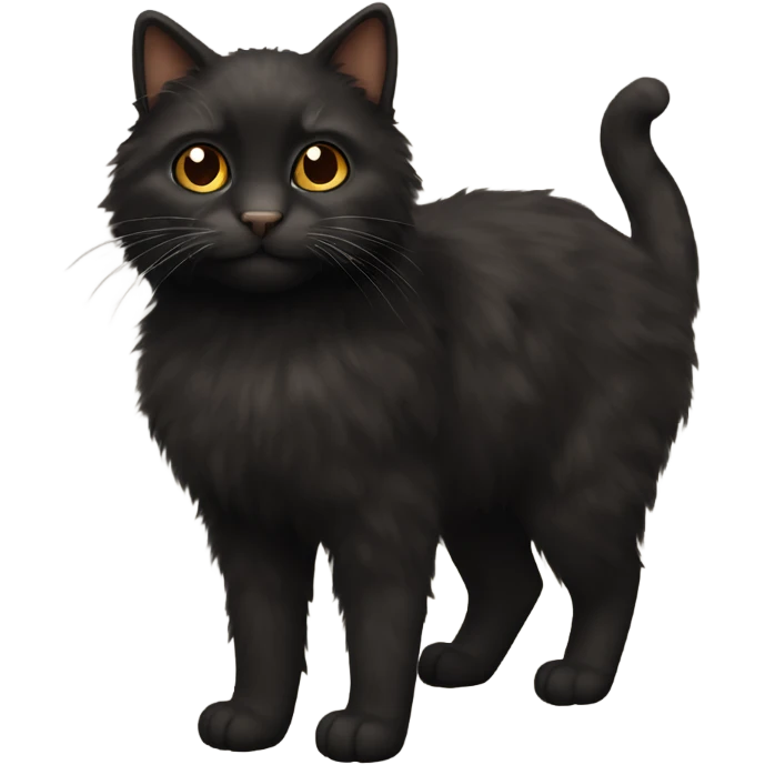 black fluffy cat with brown fur parts emoji