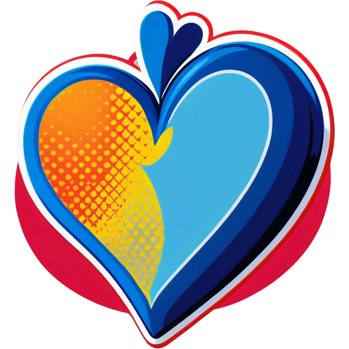 Pop art blue heart  emoji
