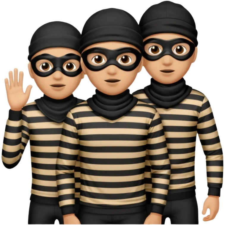 A 3 theif robbers emoji,Stripped shirt,eye mask, black head. emoji