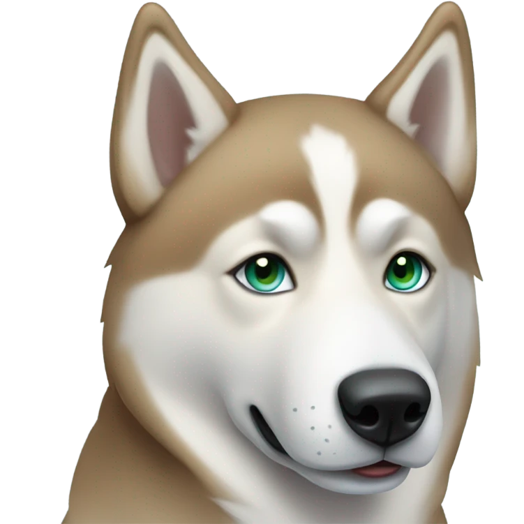 light brown and white husky with one blue eye and one green eye emoji