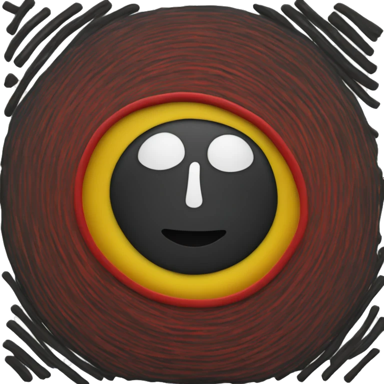 A wavy black and red rectangle with medium yellow circle in middle emoji