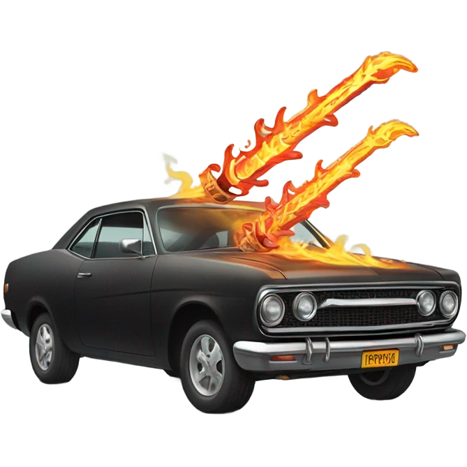 car with bones and sword with fire breath  emoji