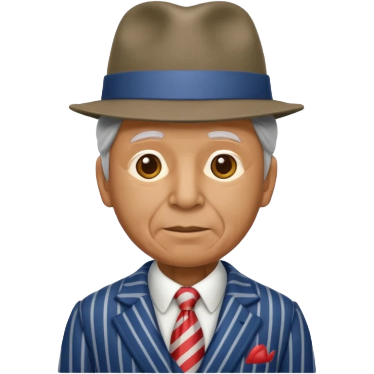 old weighted man with striped suit and felt hat emoji