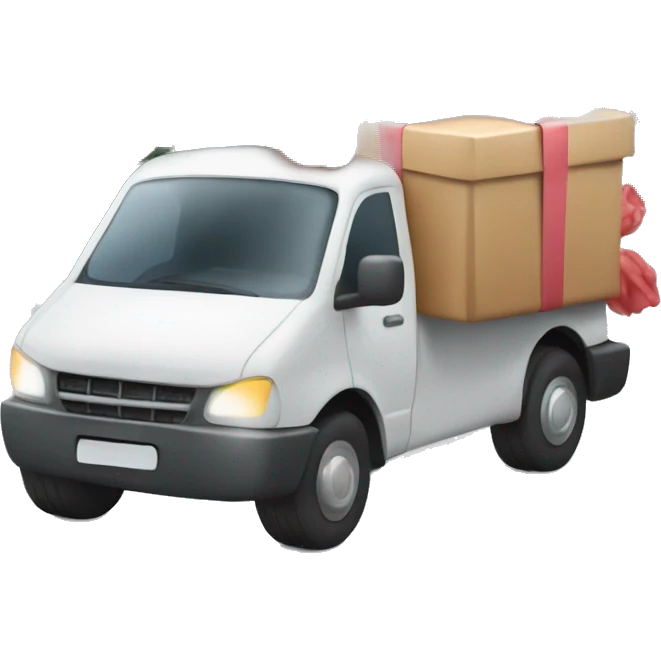 courier with auto delivering gift and flowers  emoji