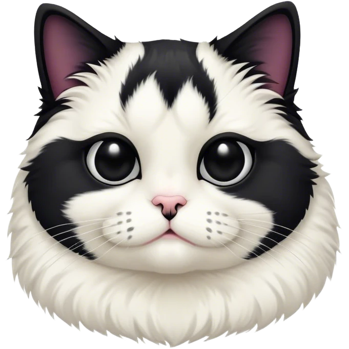 Fluffy and fat tuxedo cat with a black nose  emoji