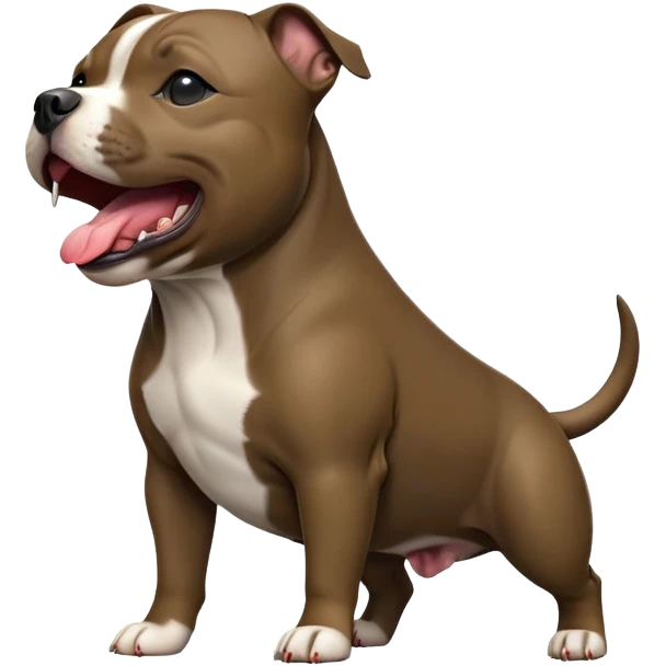 cinematic-[yawning Staffordshire bull terrier]-realistic-full-body-standing-emoji,-tail-resting-loosely-beside-its-paws,-head-tilted-dramatically, -sleek-[dark solid brindle]-fur,-simplified-yet-realistic-focused-features,-highly-detailed,-glowing-with-an-almost-sarcastic-glow emoji