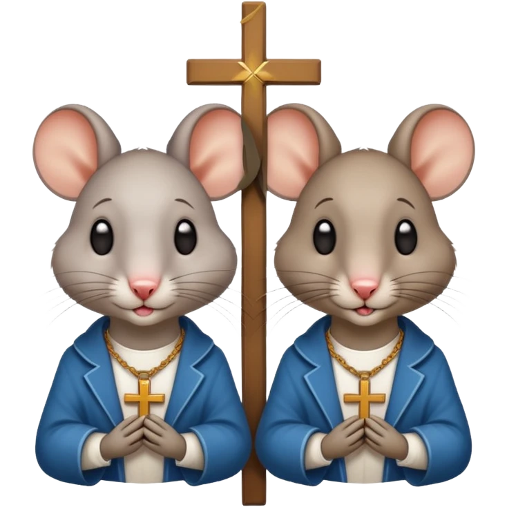 Male and female rat in bed together with a crucifix emoji