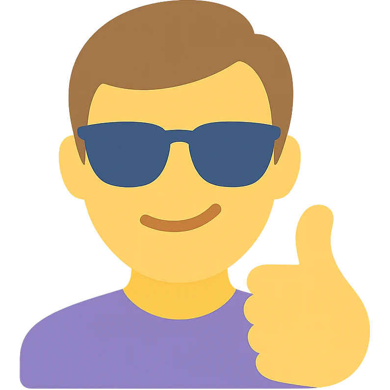 smug guy in sunglasses giving a thumbs up, color icon emoji