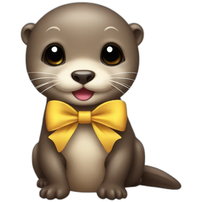 Baby otter wearing a bow emoji