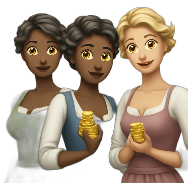three-european-women-taking-money emoji