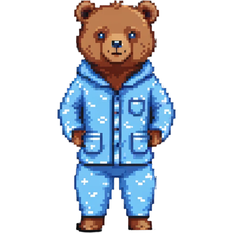 bear in blue pajamas pixel art emoji