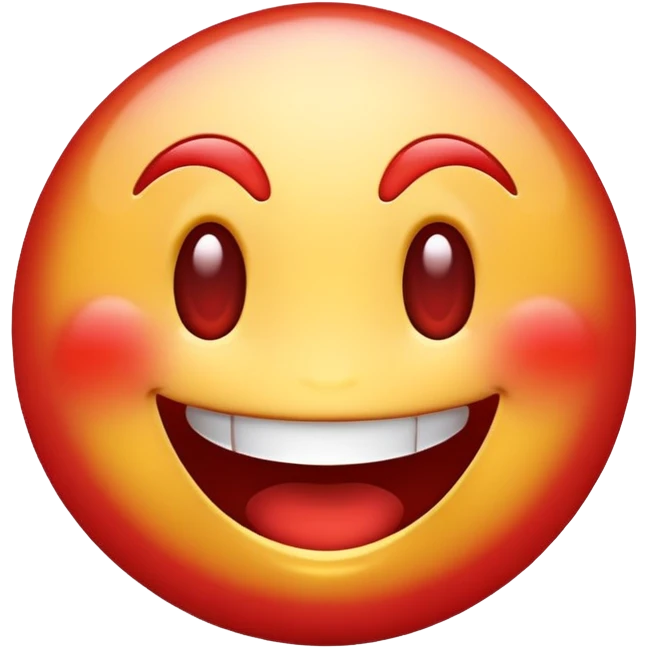 A red emoji with a wide smile emoji