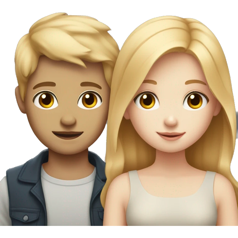 pale Strawberry blonde girl with a pale black haired boy emoji
