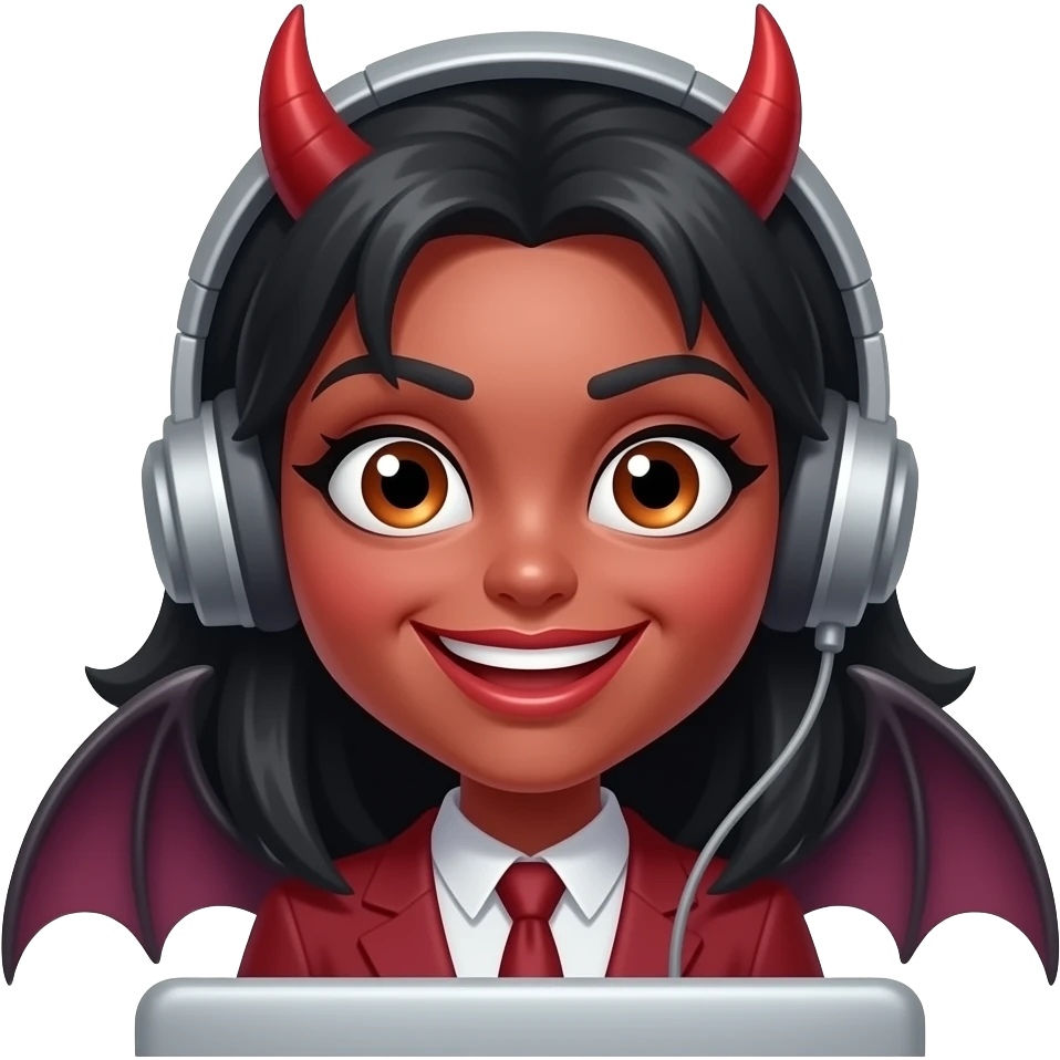 Crazy demon lady at a computer emoji