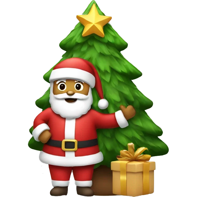 Santa holding a christams tree emoji