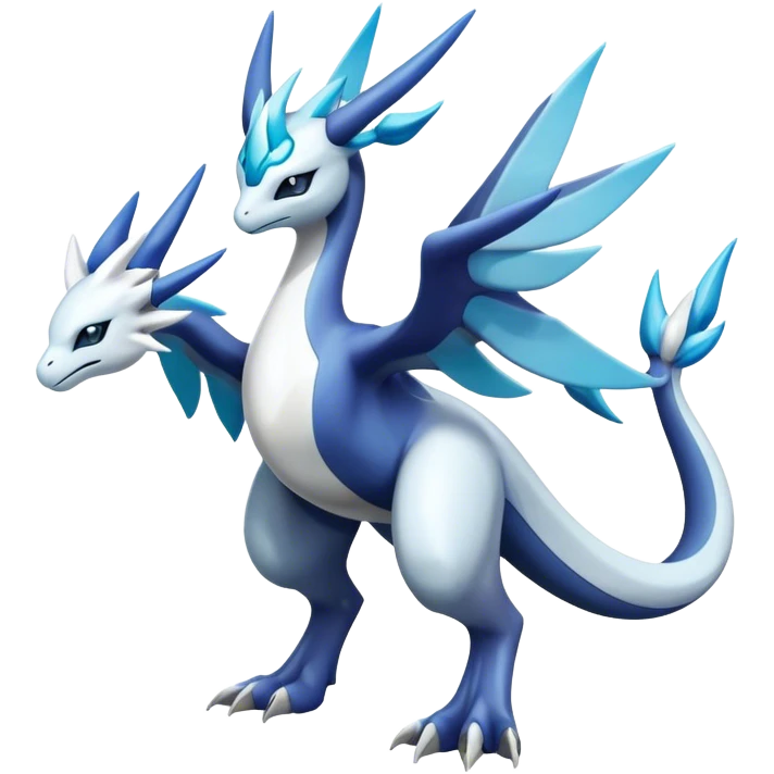 Futuristic lugia-dialga-suicune-Glaceon-hybrid, full body emoji