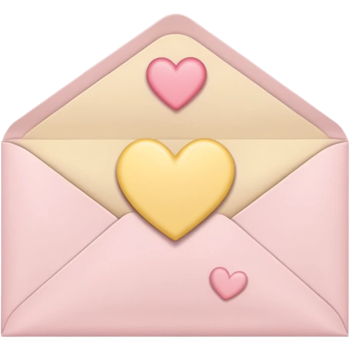 envelope with a heart seal in soft pink, beige and yellow pastel colors emoji