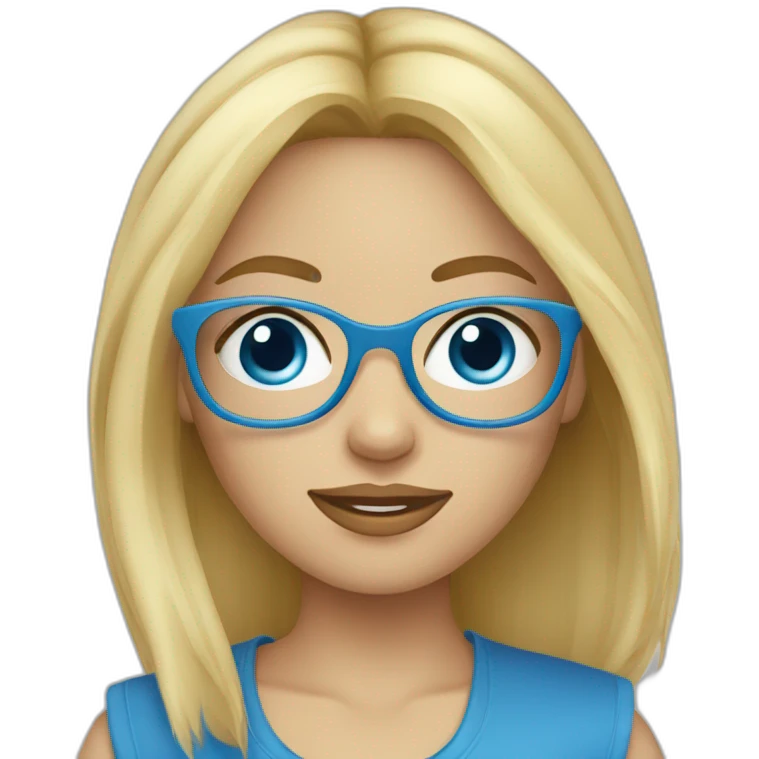 Fille blonde yeux bleu lunette emoji