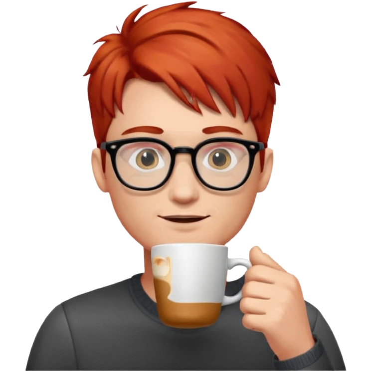 glasses red hair man drink coffee emoji