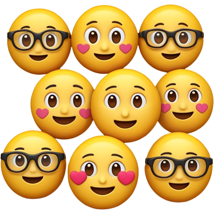Cartoon 3D render, emojis 👓  as cute 3D objects, Pixar-style,  emoji