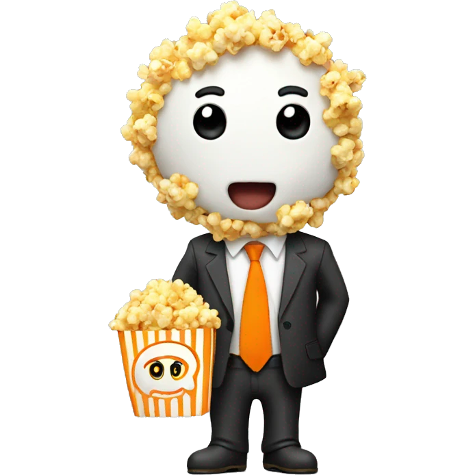 Popcorn wearing a suit with an orange tie  emoji