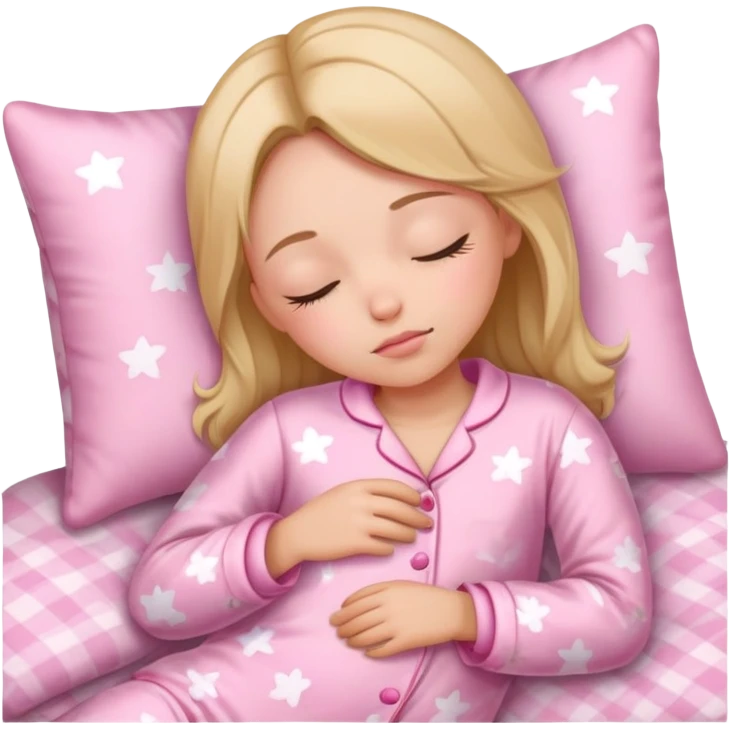 The girl is asleep with pajamas pink on emoji