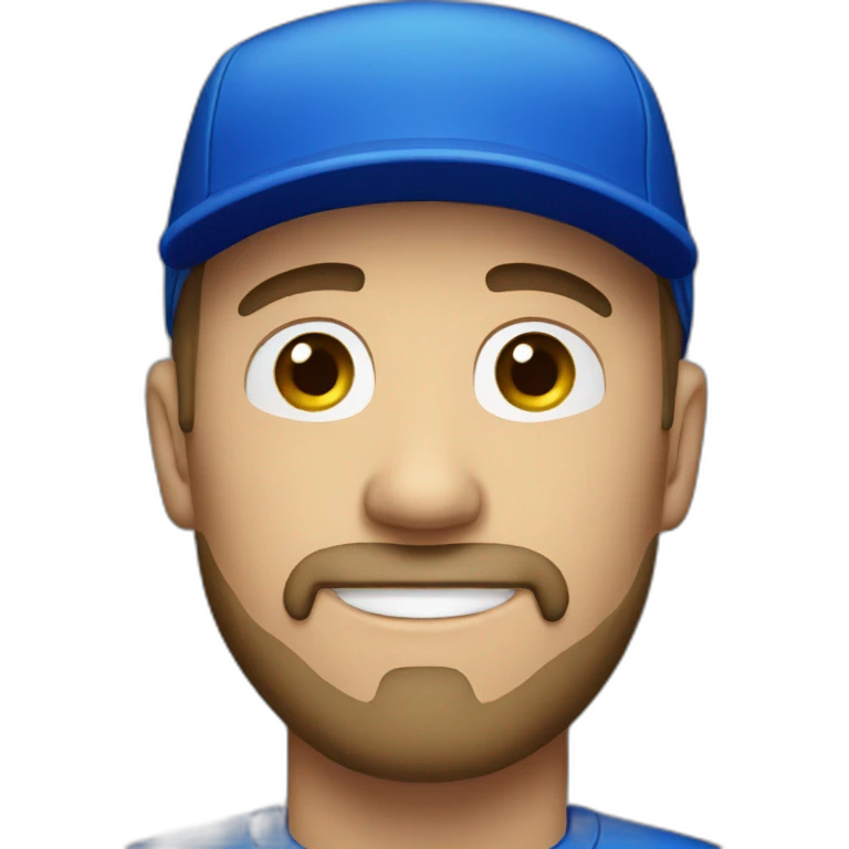 white man with goatee and blue cap emoji