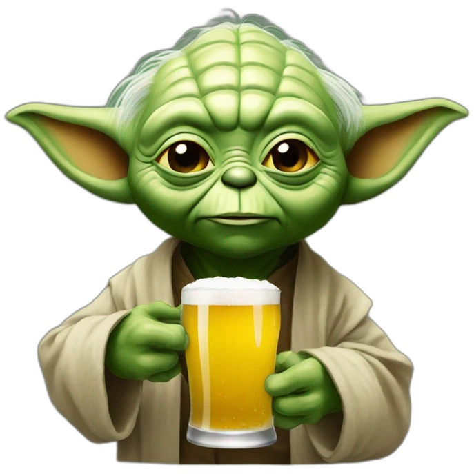 Yoda drinking beer emoji