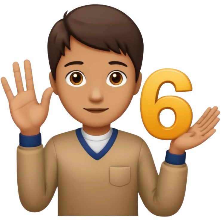🤷🏻‍♂️ number 6 in left hand and number 7 in the right hand emoji
