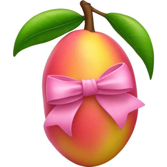 Pink mango with a bow emoji