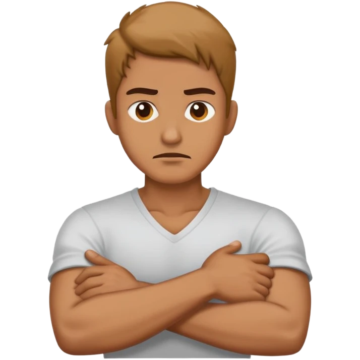 man mad with crossed arms holding his neck￼ emoji
