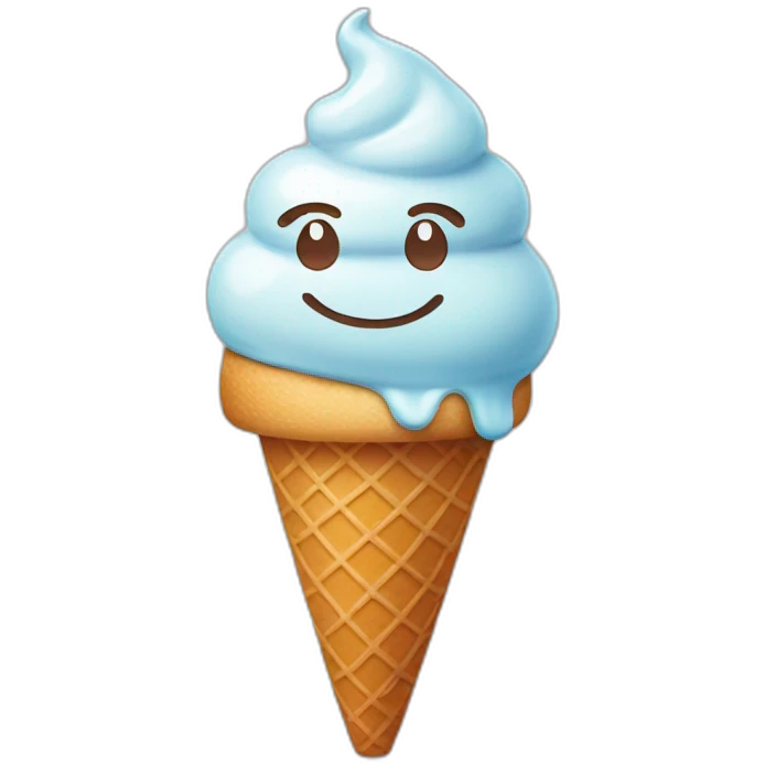 Cute ice cream on a cone with a smiley face emoji