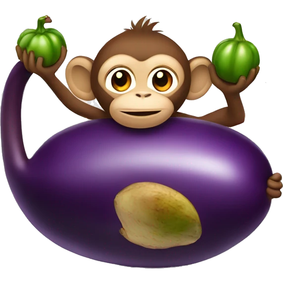 monkey holding an eggplant emoji