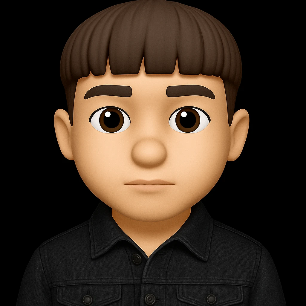 Re-dress the young man in the image wearing a black denim jacket. The original style is 3D Emoji, which does not support text editing, so use the general style editor while preserving the 3D Emoji look and feel. emoji