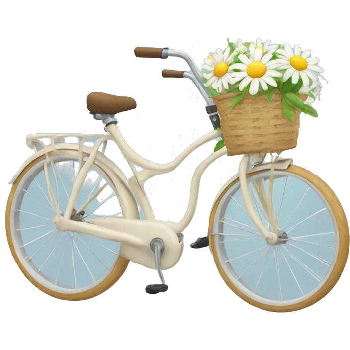 Beach bicycle with front basket with daisies  emoji