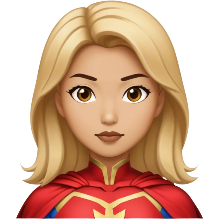 Asian superhero wife with brown and blonde hair emoji