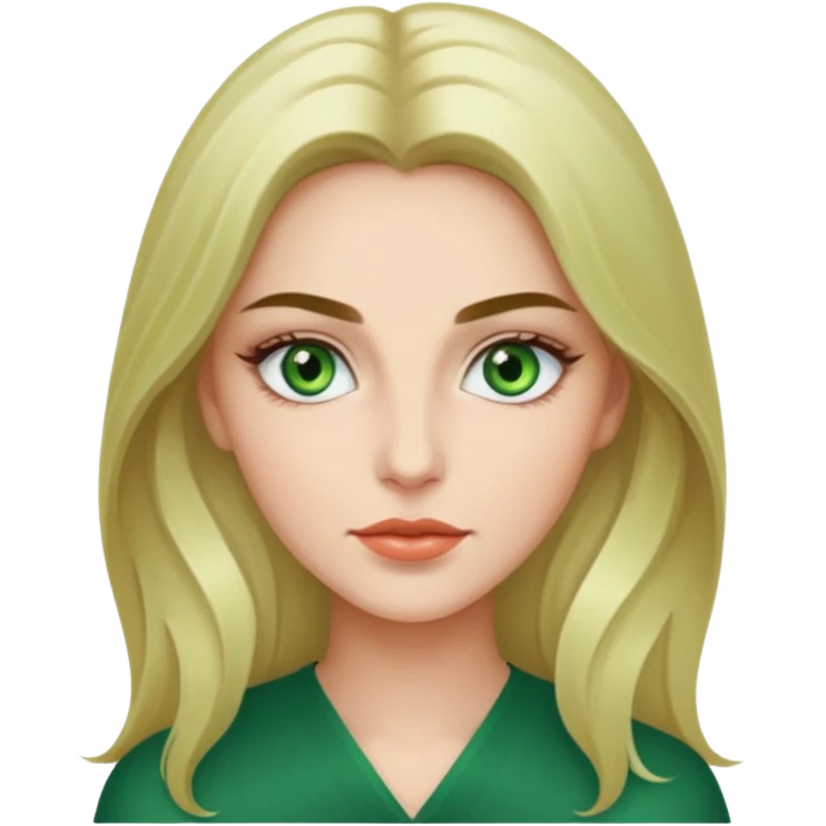 женщина с зелёными глазами, красивыми бровями, светлыми волосами длинными  emoji