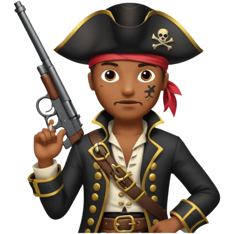 Black Pirate with a gun emoji