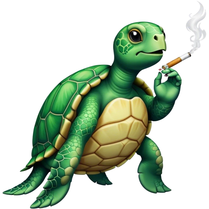 Sea turtle getting high smoking weed emoji