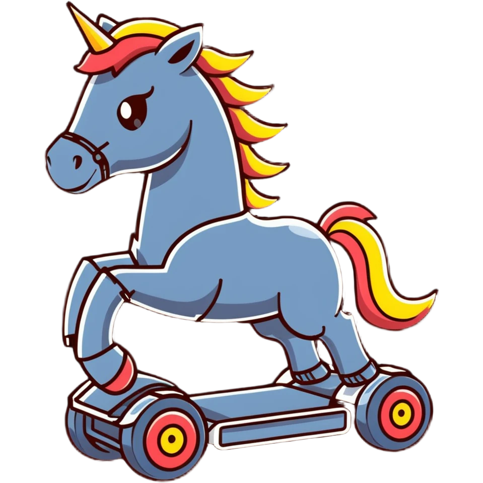 Dynamic electric horse made of metal plates and wires with lightning bolts emanating from its body as it races forward emoji