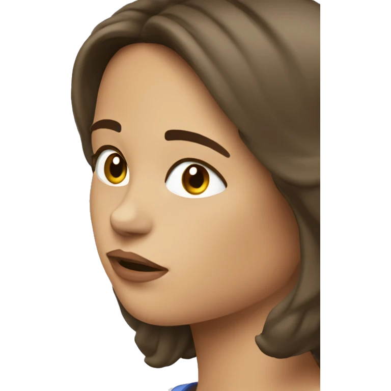 A white brunette thinking “Phew!” emoji