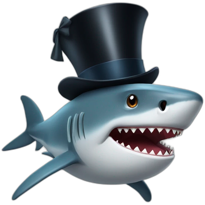 Shark with a top hat emoji