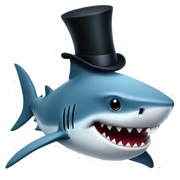 Shark with a top hat emoji
