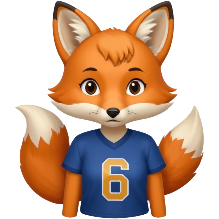 A cute girl fox with a bushy tail wearing a LA Rams shirt - with the number 69 on it emoji