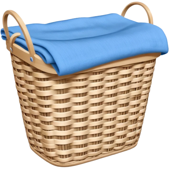 white LAUNDRY BASKET WITH FOLDED blue CLOTHES emoji