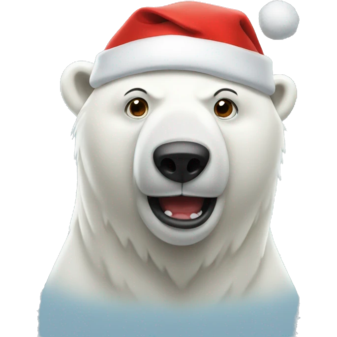 Polar bear wearing santa hat emoji