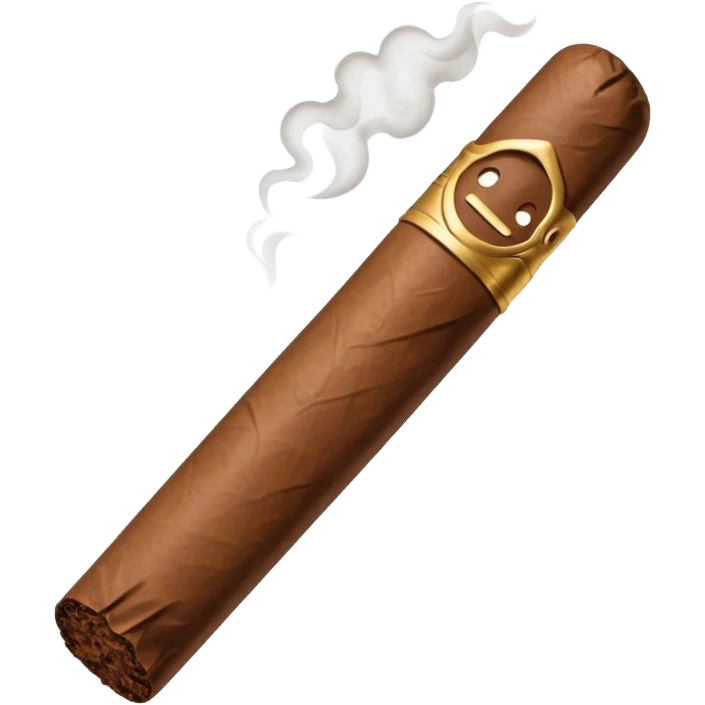 Emoji-style cigar icon, dark brown wrapper, subtle smoke, minimalistic, clean silhouette emoji